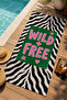 Pop Art Wild Free Written Zebra Patterned 70X150 Beach Towel - Digital Printed Bath Towel - 4