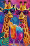 Psychedelic Colorful Giraffe and Tropical Floral Pattern 70X150 Beach Towel - Cotton Bath Towel - 2