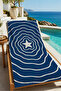 Sailor Navy Blue Contour Starry Geometric Patterned 70X150 Beach Towel - Cotton Bath Towel - 4