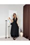 Women's Black Halter Neck Backless Layered Maxi Dress with Belted Look - 2