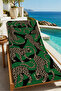 Maximalist Leopard Dark Green Patterned 70X150 Beach Towel - Digital Printed Fade-Resistant Bath Towel