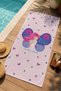 Fairytale Ballerina Girl Blue Floral Wreath Patterned 70X150 Beach Towel - Cotton Bath Towel - 4