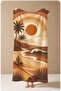 Retro Sunset Palm Tree and Ocean Wave Pattern 70X150 Beach Towel - Cotton Bath Towel - 2