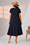 Summer Plus Size Viscose V-Neck Short Sleeve Dress 2688 - 2