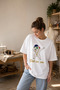 Women's Short Sleeve White Tshirt Hip Hop Teddy Bear Dance Oversize - 2