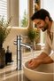 Bamboo Chrome Bowl Sink Faucet |   Premium Model |   Luxury Vintage Lavatory Faucet - 4