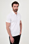 Knitted Patterned Slim Fit Zippered Polo Collar Short Sleeve Men's T-Shirt Ecru - 36895.26Y - 5