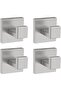 4-Pack Brushed Nickel Bathroom Towel Hooks, Heavy Duty Wall Hooks, 304 Stainless Steel Clothes Hooks with Towel Hooks and Bathrobe Hooks (Silver)