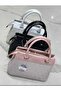 Women's Straw Woven Fabric Hand Shoulder Bag Matte Black - 2
