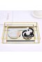 Glass Makeup Organizer Box, Elegant Open Tray Storage Display for Vanity Bathroom Hand Welded Brass - 3