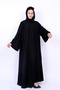 Elegant Black Front Pleated Abaya with Flower Embroidery and Bead Handwork Detail