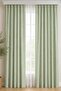 Striped Green Linen Bohemian Natural Vintage Plain Curtain - Background Curtain - Single Panel - with Ties as a Gift