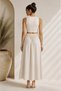 Women's Cream Cotton Poplin Lined Pocketed Pinterest Maxi High Waist Loose Skirt Solid Color - 3