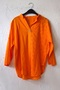 Orange Hakim Collar 3/4 Sleeve Embroidered Hem Oval Casual Cotton Woven Blouse 72 62 - 2
