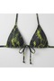 Premium Green Black Patterned Gathering High Waist Bikini Set with Detachable Front Bow Detail 2026 - 3