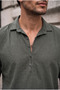 Como 100% Cotton Brit Detailed Short Sleeve Polo Collar Men's Shirt - Khaki - 2