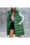 Women's Pistachio Green Hooded Faux Leather Long Vest - 3
