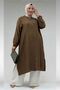 68047 Plus Size Buttoned Double Tensel Tunic - Tan - 5
