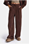 Women's Brown W6-16 Straight Special Viscose Cotton Fabric Trousers