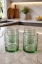 4-Piece Striped Green Glass Soft Drink Glasses - 2