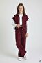 Burgundy Girls' Zippered Zero-Sleeve Vest Wide-Leg Bottom 3-Piece Set 24774 - 3