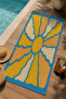 Yellow Blue Abstract Floral Pattern 70X150 Beach Towel - Digital Printed Bath Towel - 3