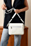 Lunay Women's Crossbody Shoulder Bag Multi-Compartment Wide Strap White - 2