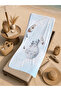 70X150 Beach Towel with White Moon and Cute Animal Figures - Cotton Bath Towel - 4