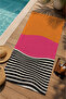Orange Pink Black Color Block Striped 70X150 Beach Towel - Digital Printed Bath Towel - 2