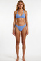 Textured Blue Triangle Bikini with Ring Accessories - 2