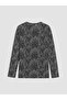 Peak New Season Gray Crew Neck Patterned Blouse - 6