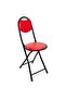 Compact Folding Chair NU-80040, Portable Metal Seating Chair with Padded Red Seat and Backrest, Durable Black Frame and Space Saving Foldable Design, Ideal for Home Office Dining Events C - 4