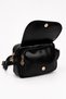 Women's Black 4-Compartment Soft Leather Covered Gold Color Clover Zipper Crossbody and Shoulder Bag - 2