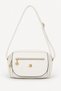 Women's White 4-Compartment Soft Leather Covered Gold Color Clover Zipper Crossbody and Shoulder Bag - 7