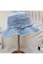 Beach Hats - Foldable sun women's wide-brimmed UV-protective bucket suitable for outdoor activities (light blue). - 4