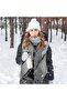 Women's plaid scarf black large winter shawl warm gift. - 4