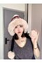 Women's pom-pom ski hat blue/white warm fleece. - 3