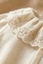 Ecru Lace Collared 3-Piece Baby Set - Cotton Top, Pants and Bandana Set - Vintage Style Luxury Baby Set - 4
