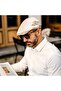 Men's flat top sun hat gray/white L 56-58cm cotton breathable. - 2