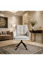 Modern Fabric Upholstered Swivel Chair with Tufted Back – Light Gray