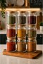 9 Pieces of Airtight Natural Bamboo Glass Jars with Lids - Set of 9 Multi-Purpose Jars - 920 ml