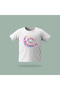 Children's Kitty Moon Patterned Printed T-Shirt 100% Cotton Single Jersey Fabric - White