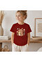 Children's Capybara with Star Pattern Printed T-Shirt 100% Cotton Single Jersey Fabric - Red - 2