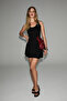 Venere women's soft and flexible fabric halter neck mini black dress - 4