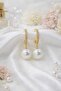Pearl Hoop Earrings - 4
