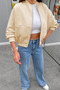 Women's Zippered Casual Comfortable Thick Bomber Jacket Cardigan - 2