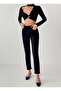 Women's Black High Waist Slit Tassel Hem Black Denim Jean Pants - 3