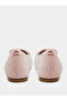 Pink Bow Detail Suede Ballerina Flats - 3
