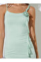 Green Solid Ruffle Details Maxi Dress - 4