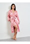 Pink Lace Detail Satin Robe and Slip Set - 2